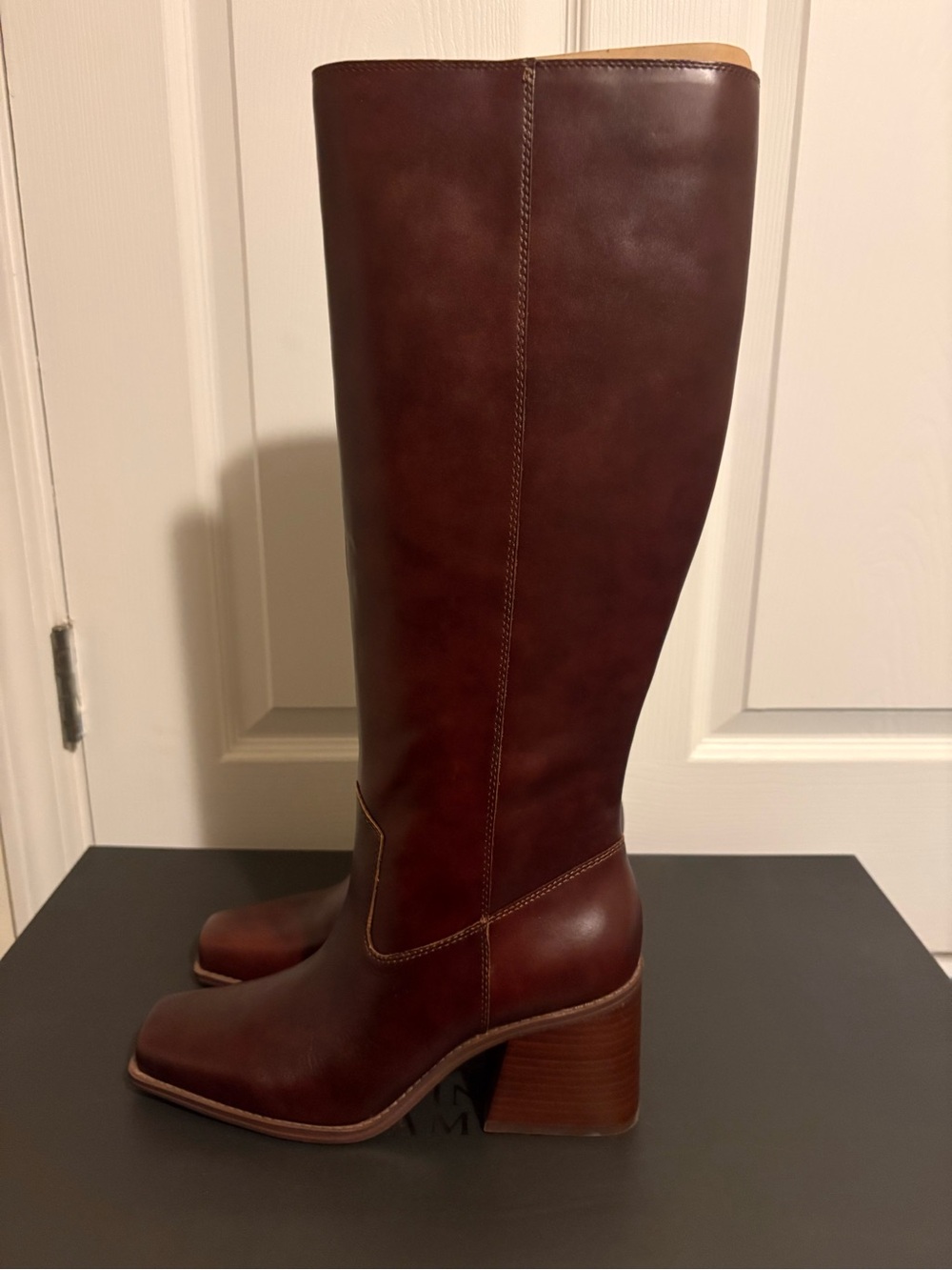 Vince Camuto Dark Mahogany Riding Boots - VC-SANGETI